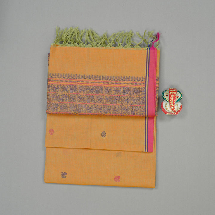 Hayagrivas Handloom Pure Cotton Saree in Gorgeous Sandal Yellow KBE98D8-1