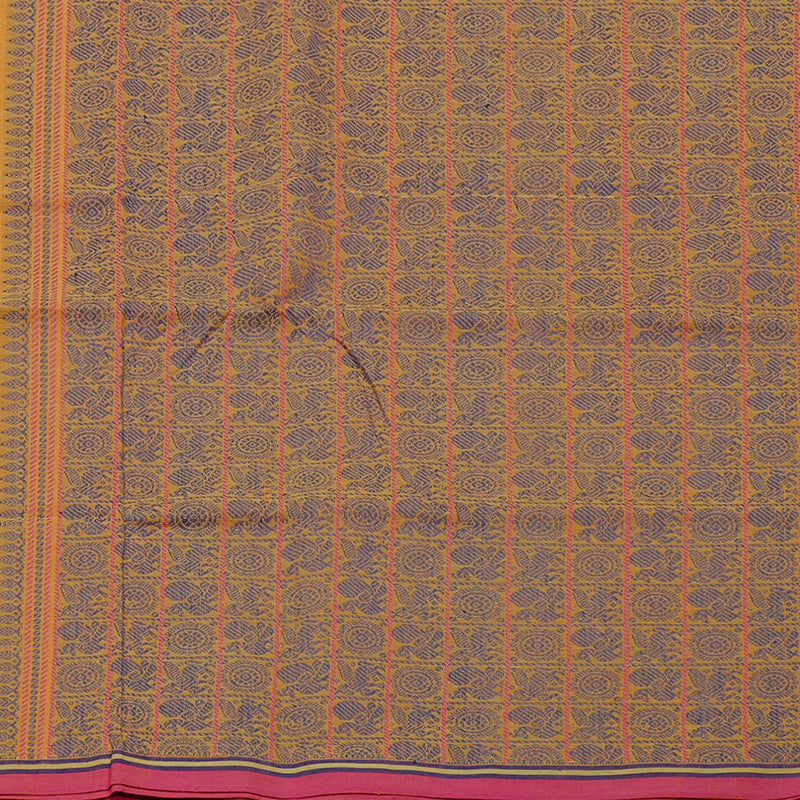 Hayagrivas Handloom Pure Cotton Saree in Gorgeous Sandal Yellow KBE98D8-1