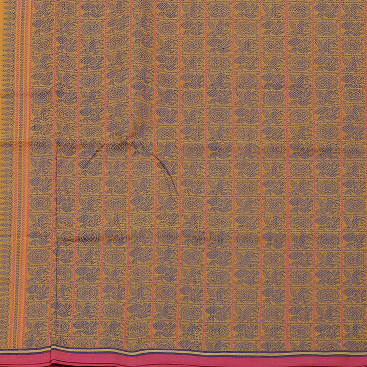 Hayagrivas Handloom Pure Cotton Saree in Gorgeous Sandal Yellow KBE98D8-1
