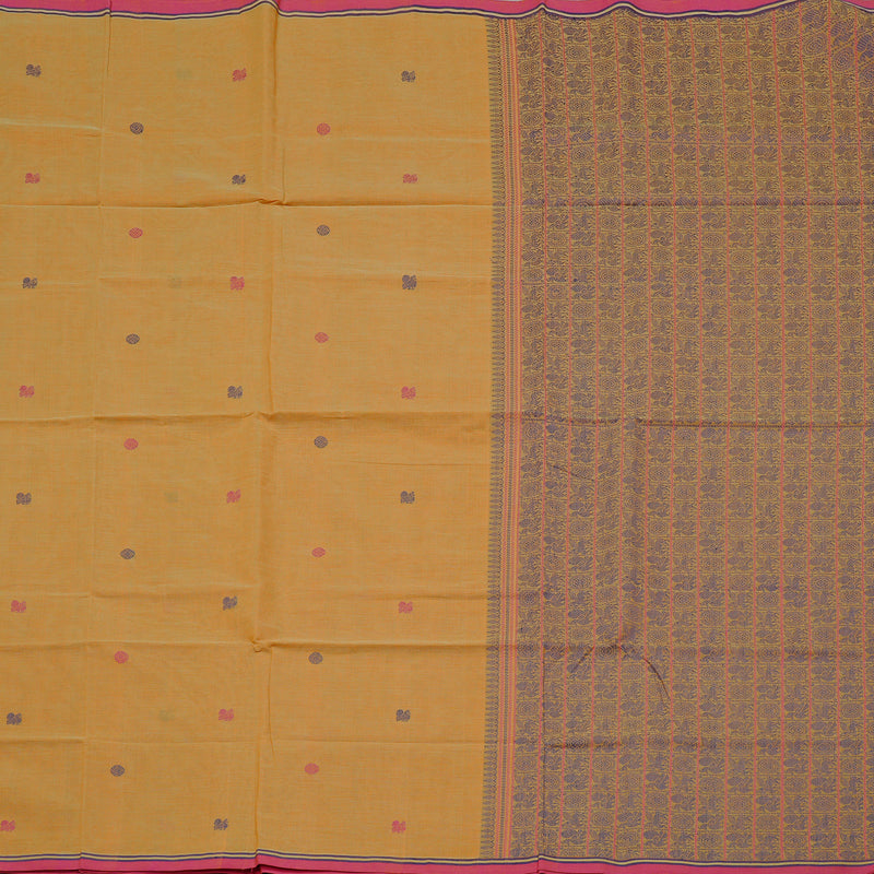 Hayagrivas Handloom Pure Cotton Saree in Gorgeous Sandal Yellow KBE98D8-1