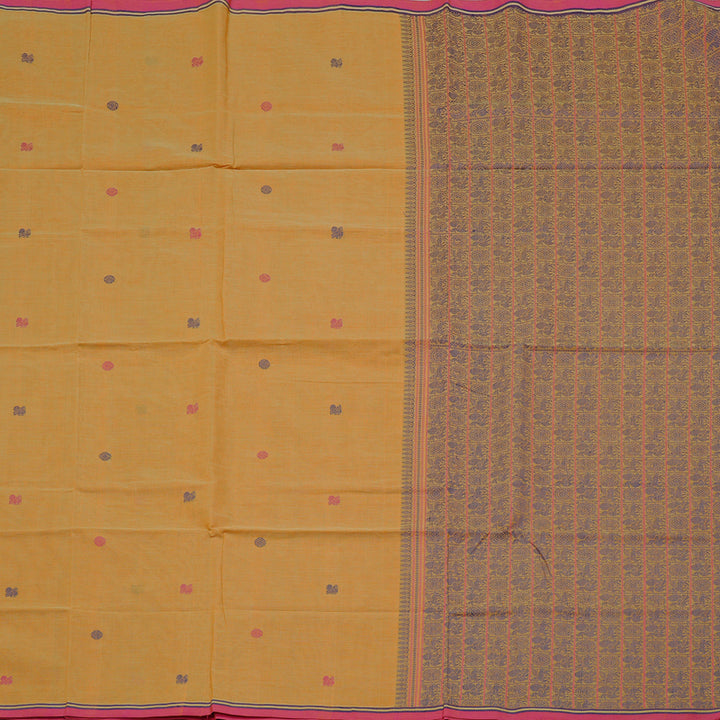 Hayagrivas Handloom Pure Cotton Saree in Gorgeous Sandal Yellow KBE98D8-1