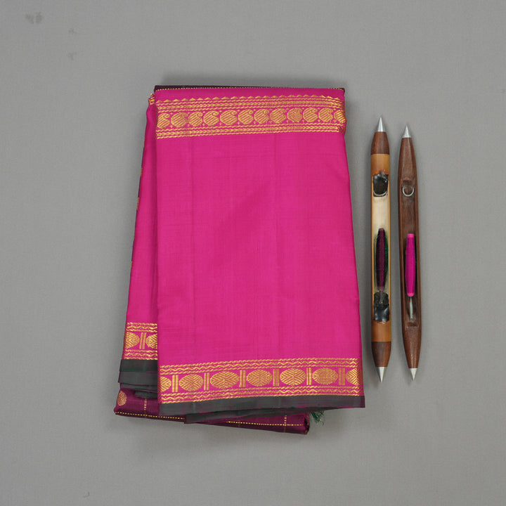 Hayagrivas Handloom Kanjivaram Wine Purple Silk Saree with Magenta Border KBE994I3-1