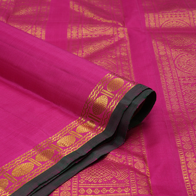Hayagrivas Handloom Kanjivaram Wine Purple Silk Saree with Magenta Border KBE994I3-1