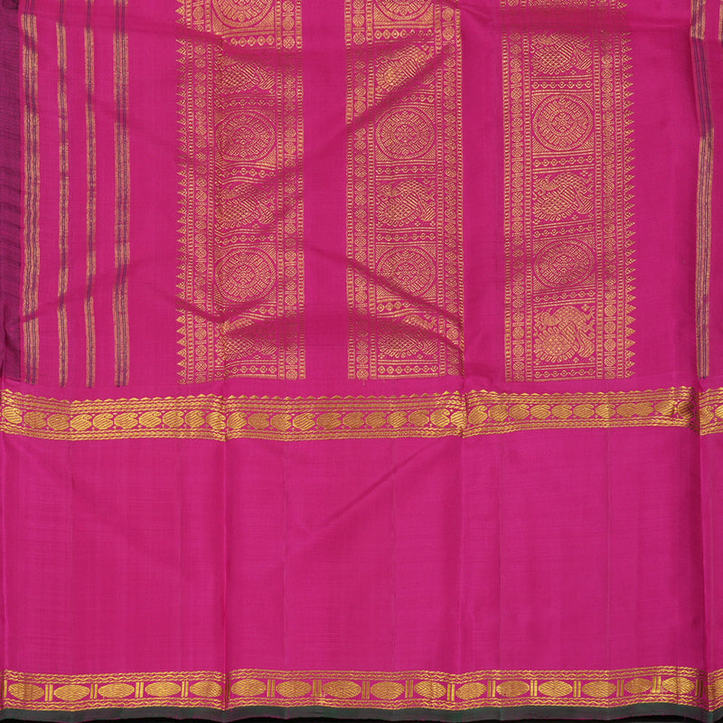 Hayagrivas Handloom Kanjivaram Wine Purple Silk Saree with Magenta Border KBE994I3-1