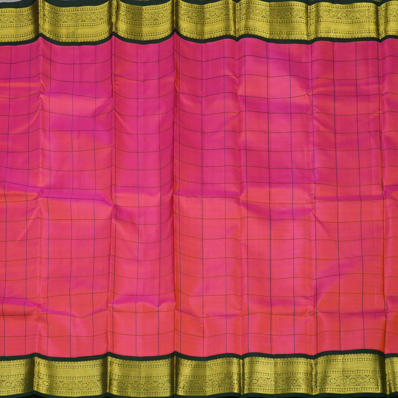 Hayagrivas Handloom Orangish Pink Kanjivaram Silk Saree with Karum Pachai Border KBE994I9-2