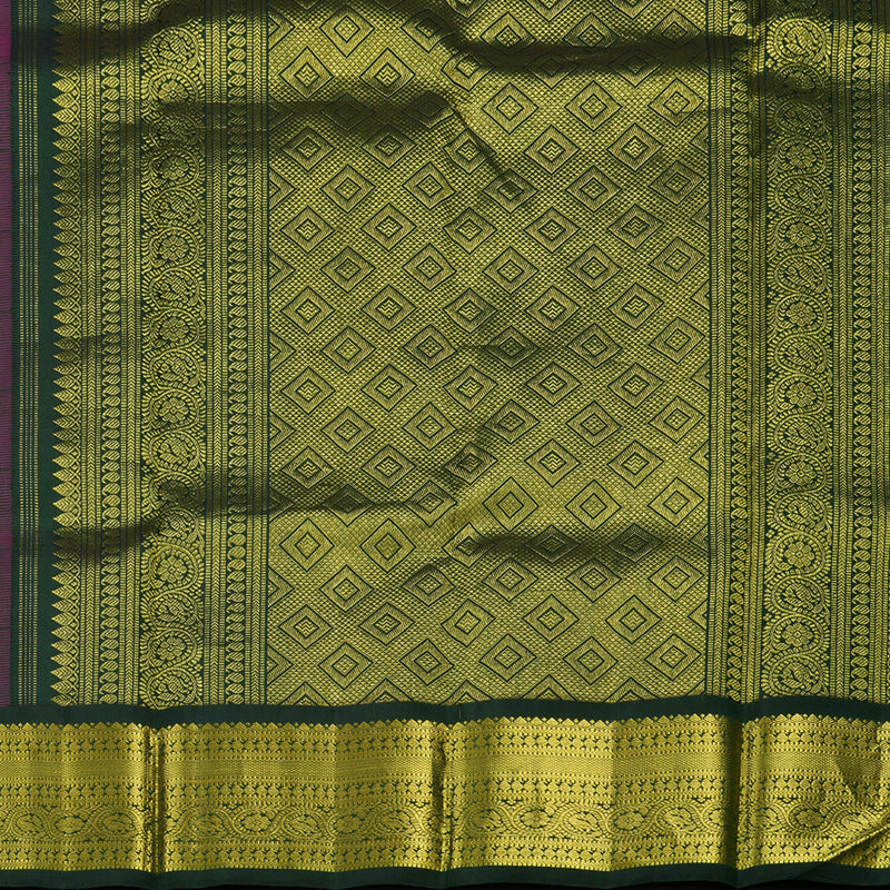 Hayagrivas Handloom Orangish Pink Kanjivaram Silk Saree with Karum Pachai Border KBE994I9-2