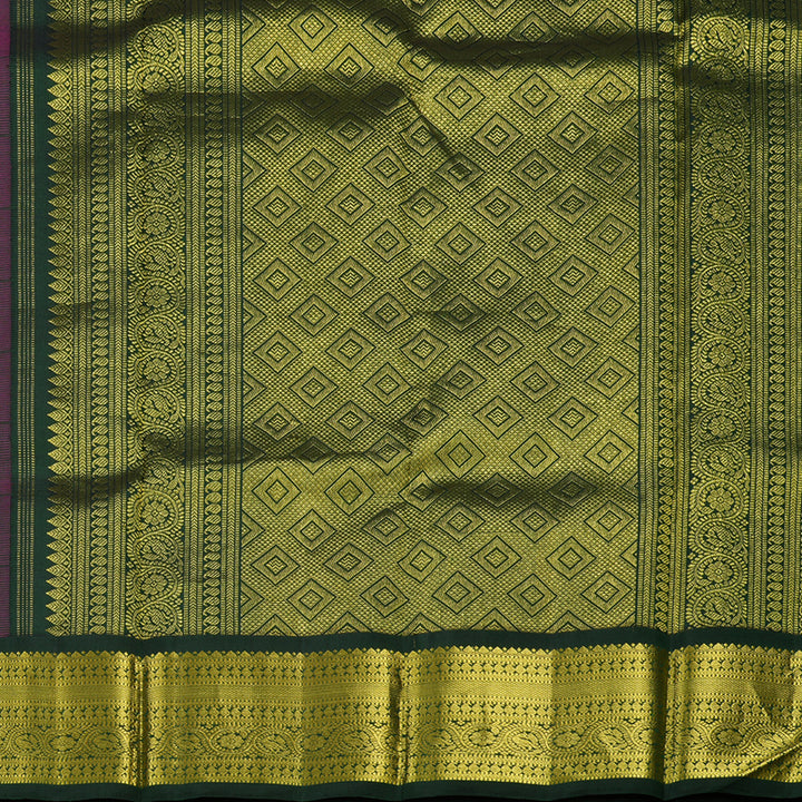 Hayagrivas Handloom Orangish Pink Kanjivaram Silk Saree with Karum Pachai Border KBE994I9-2