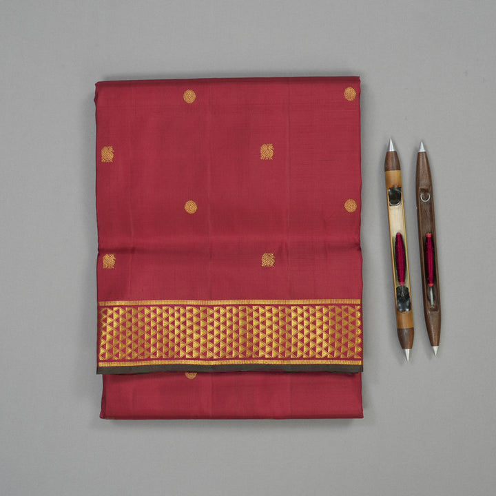 Hayagrivas Handloom Maroon Kanjivaram Ten Yards Silk Saree with Manthalir Selvedge KBE995I10-1