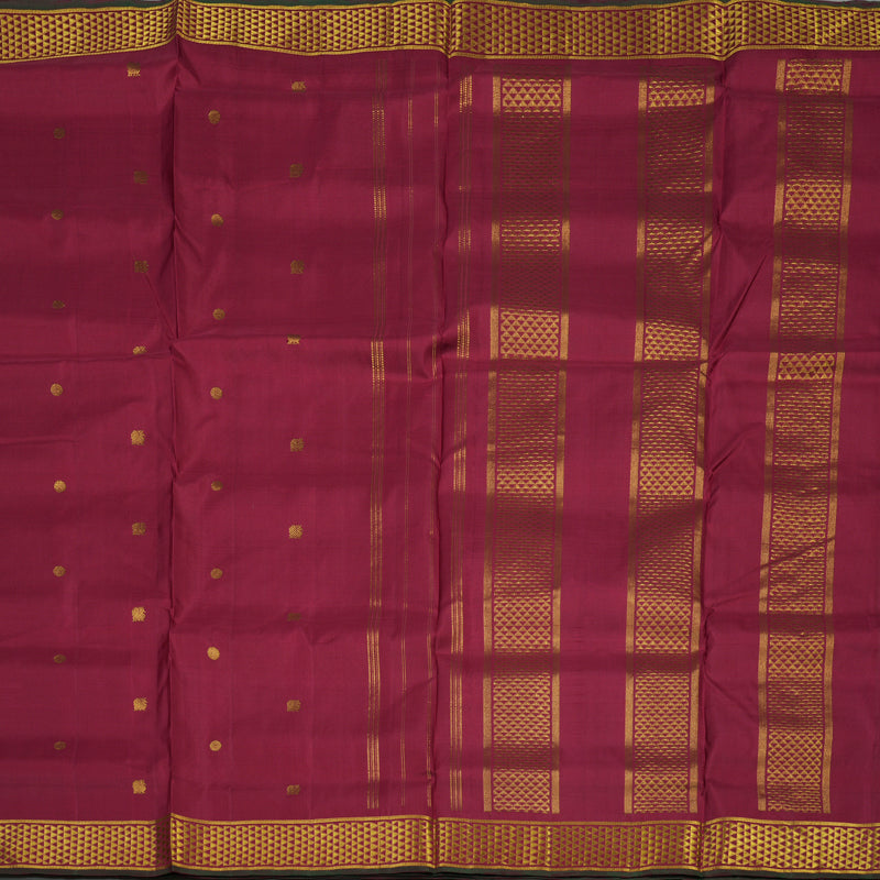 Hayagrivas Handloom Maroon Kanjivaram Ten Yards Silk Saree with Manthalir Selvedge KBE995I10-1