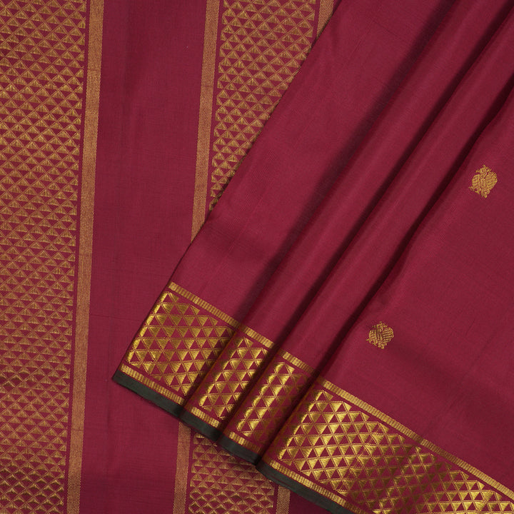 Hayagrivas Handloom Maroon Kanjivaram Ten Yards Silk Saree with Manthalir Selvedge KBE995I10-1