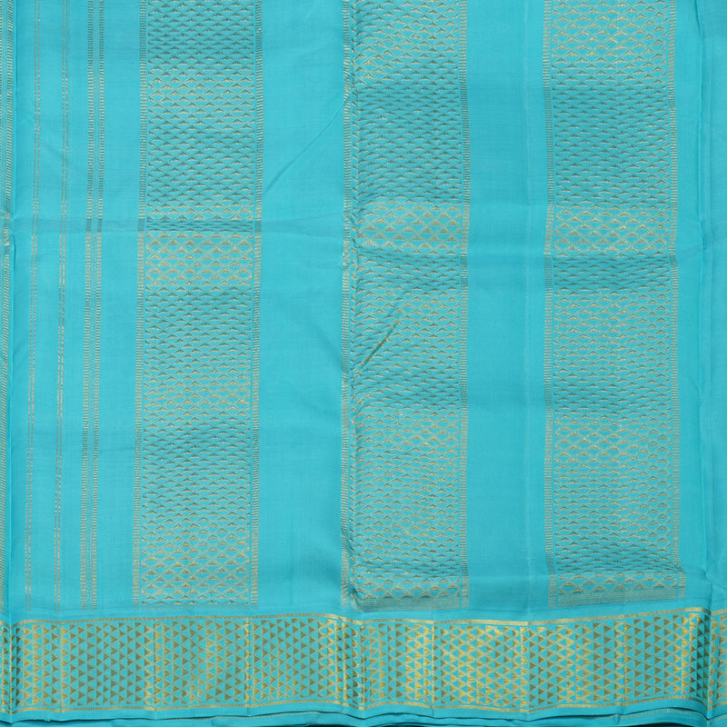 Hayagrivas Handloom Magenta Pink Kanjivaram Ten Yards Silk Saree with Sky Blue Border KBE995I2-1