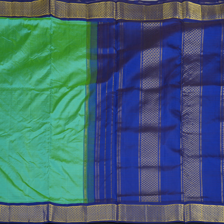 Hayagrivas Handloom Dual Tone (Green & Yellow) Kanjivaram Ten Yards Silk Saree KBE995I2-2