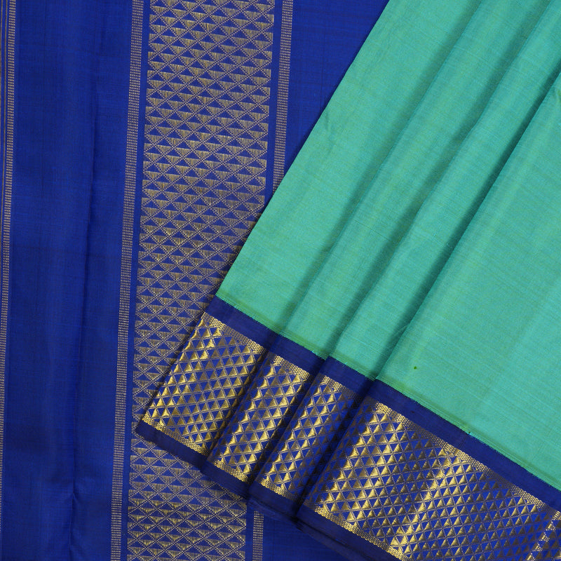 Hayagrivas Handloom Dual Tone (Green & Yellow) Kanjivaram Ten Yards Silk Saree KBE995I2-2