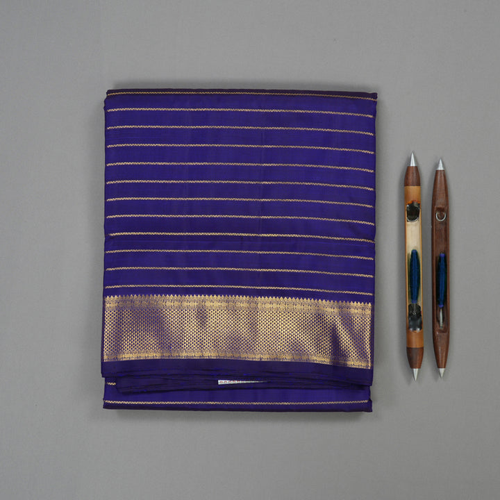 Hayagrivas Handloom Royal Blue Kanjivaram Ten Yards Silk Saree KBE997I8-1