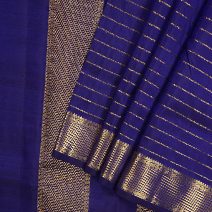 Hayagrivas Handloom Royal Blue Kanjivaram Ten Yards Silk Saree KBE997I8-1