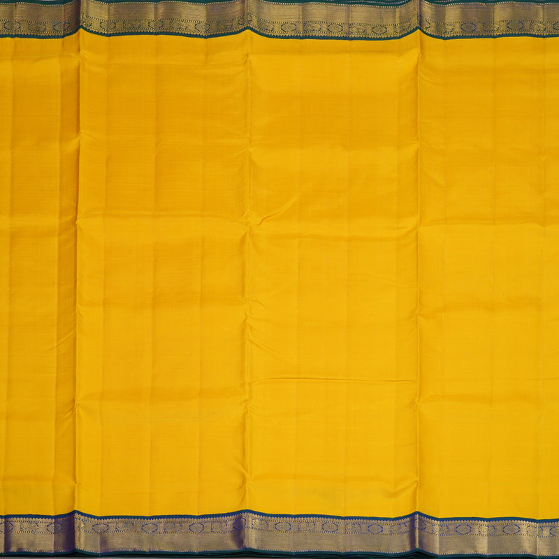 Hayagrivas Handloom Kanjivaram Mango Yellow Ten Yards Silk Saree with Mayilkazhuthu Border KBE997I9-1