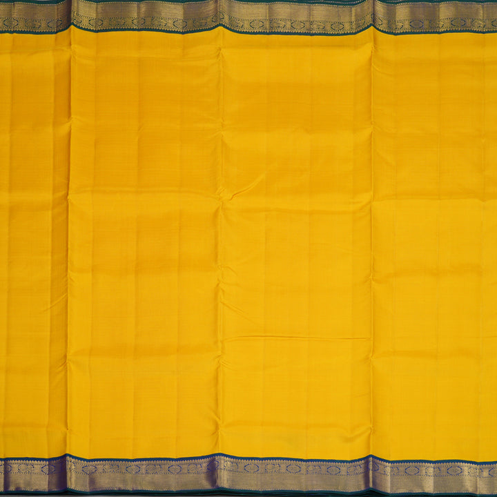 Hayagrivas Handloom Kanjivaram Mango Yellow Ten Yards Silk Saree with Mayilkazhuthu Border KBE997I9-1