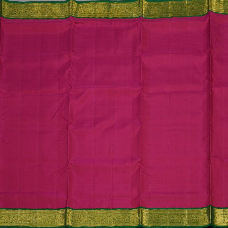 Hayagrivas Handloom Deep Pink Kanjivaram Ten Yards Silk Saree with Dark Green Border KBE997I9-3