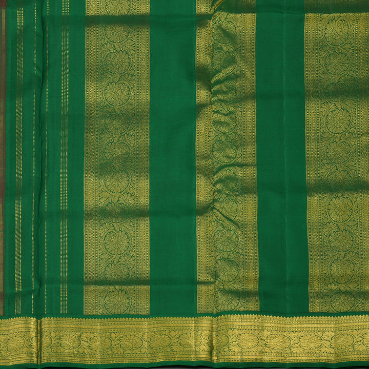Hayagrivas Handloom Onion Pink Kanjivaram Ten Yards Silk Saree with Bottle Green Border KBE997I9-5