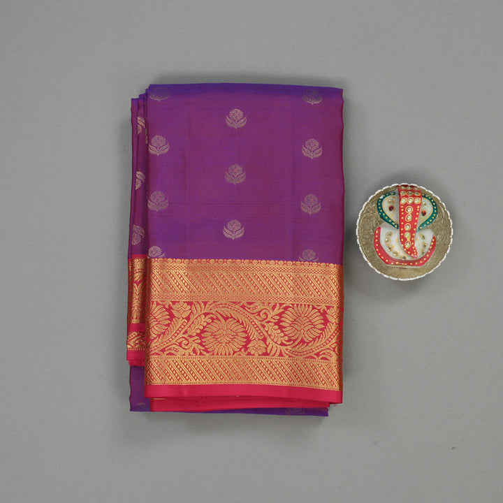 Hayagrivas Handloom Kanjivaram Silk Saree in Purple with Dark Pink Border KBE999I1-43