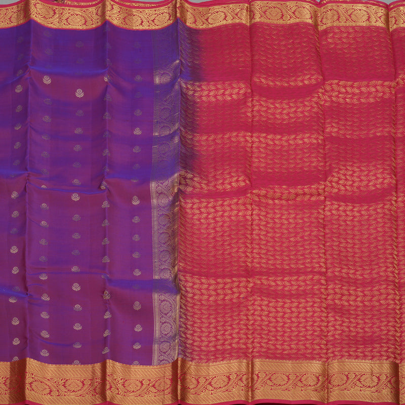 Hayagrivas Handloom Kanjivaram Silk Saree in Purple with Dark Pink Border KBE999I1-43