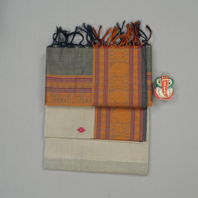 Hayagrivas Handloom Pure Cotton Saree in Soothing Beige KBE99D1-3