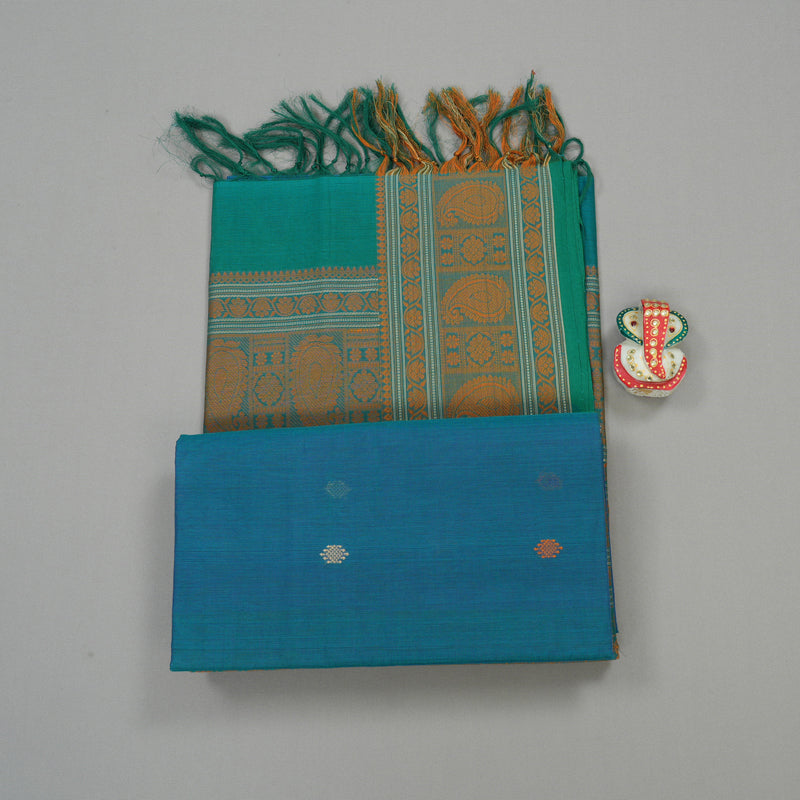 Hayagrivas Handloom Pure Cotton Saree in Tranquil Blue KBE99D1-4