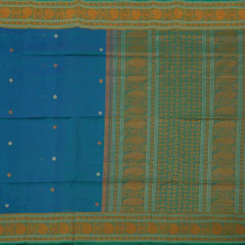 Hayagrivas Handloom Pure Cotton Saree in Tranquil Blue KBE99D1-4