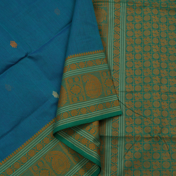 Hayagrivas Handloom Pure Cotton Saree in Tranquil Blue KBE99D1-4