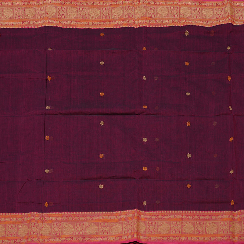 Hayagrivas Handloom Pure Cotton Saree in Opulent Dark Purple KBE99D1-6