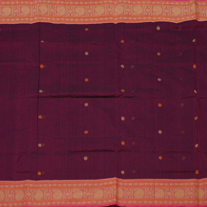 Hayagrivas Handloom Pure Cotton Saree in Opulent Dark Purple KBE99D1-6
