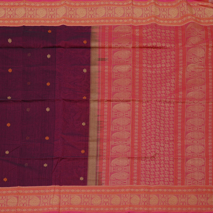 Hayagrivas Handloom Pure Cotton Saree in Opulent Dark Purple KBE99D1-6