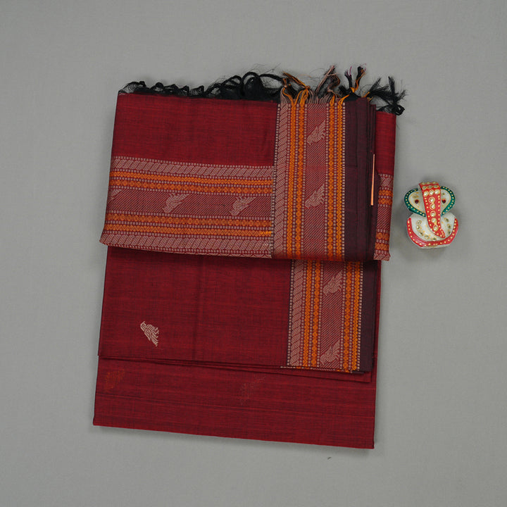 Hayagrivas Handloom Pure Cotton Saree in Wine Maroon KBE99D10-3