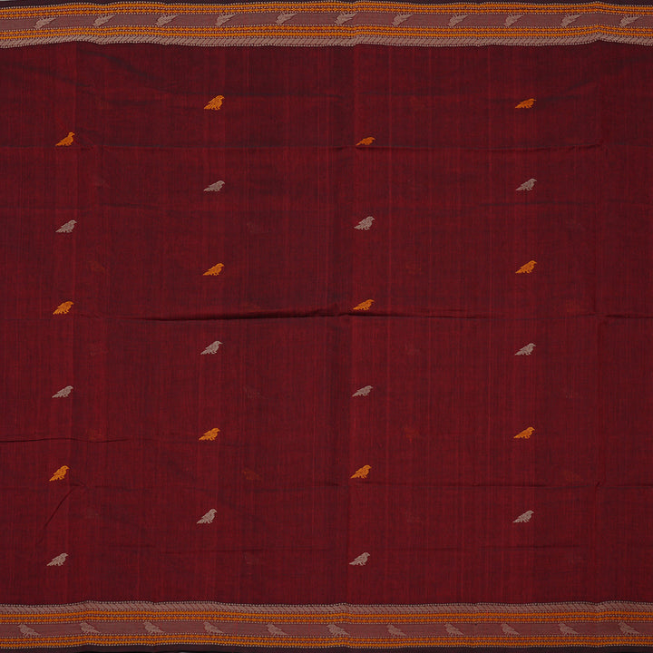 Hayagrivas Handloom Pure Cotton Saree in Wine Maroon KBE99D10-3