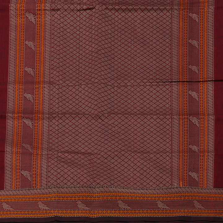 Hayagrivas Handloom Pure Cotton Saree in Wine Maroon KBE99D10-3