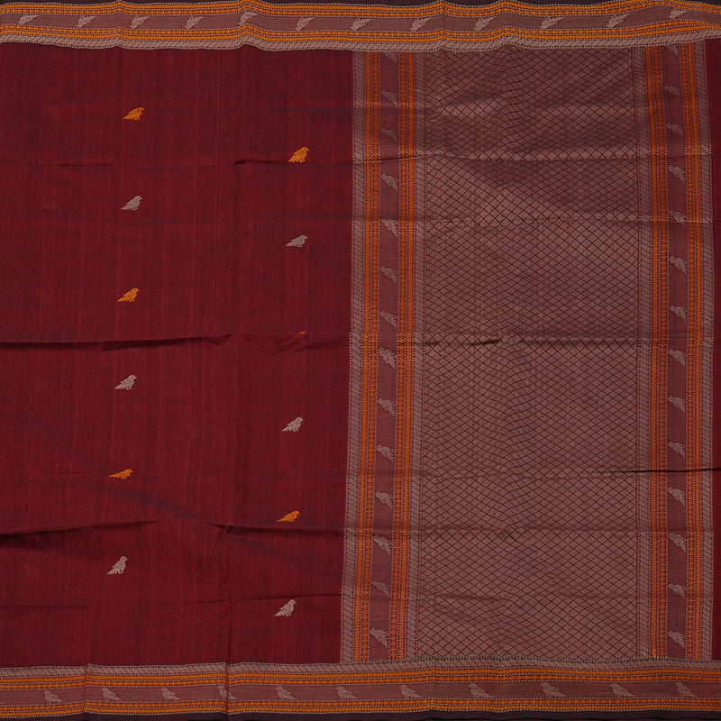 Hayagrivas Handloom Pure Cotton Saree in Wine Maroon KBE99D10-3