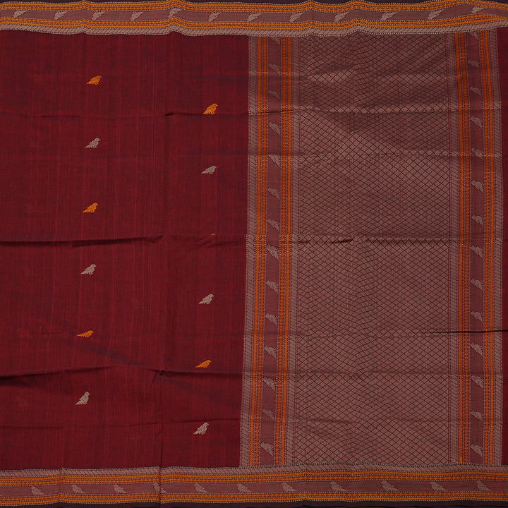 Hayagrivas Handloom Pure Cotton Saree in Wine Maroon KBE99D10-3