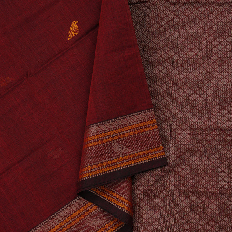 Hayagrivas Handloom Pure Cotton Saree in Wine Maroon KBE99D10-3