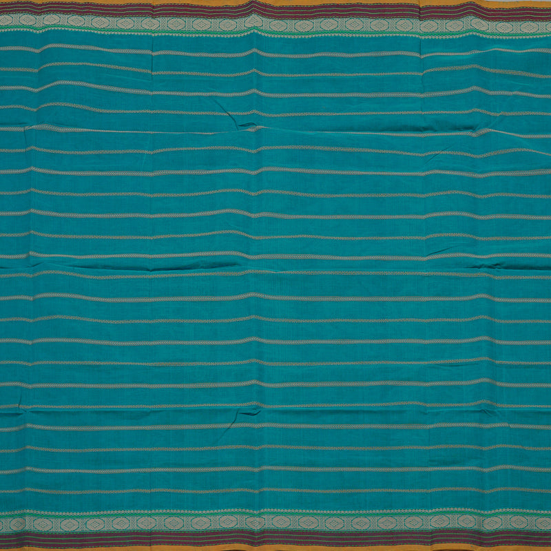 Hayagrivas Handloom Rama Blue Cotton Saree With Veldhari KBE99D3-1
