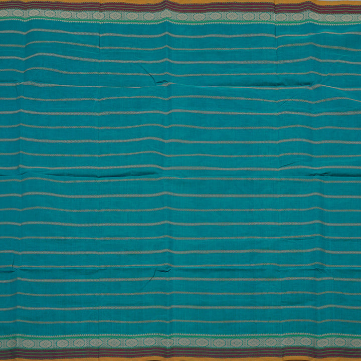 Hayagrivas Handloom Rama Blue Cotton Saree With Veldhari KBE99D3-1