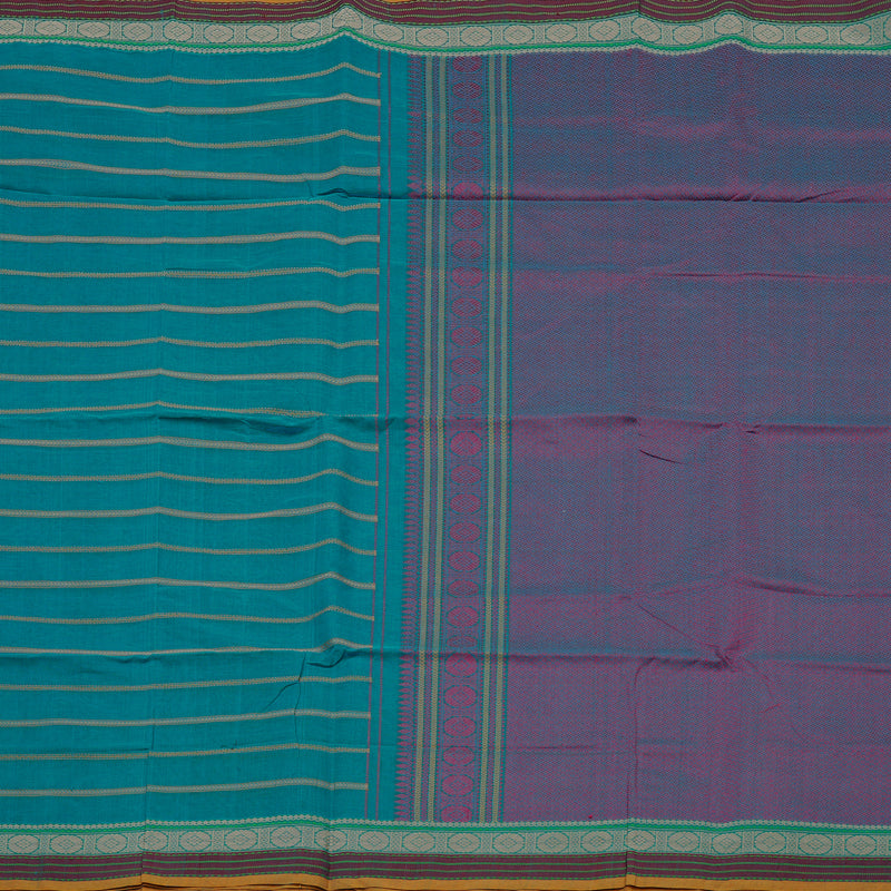 Hayagrivas Handloom Rama Blue Cotton Saree With Veldhari KBE99D3-1