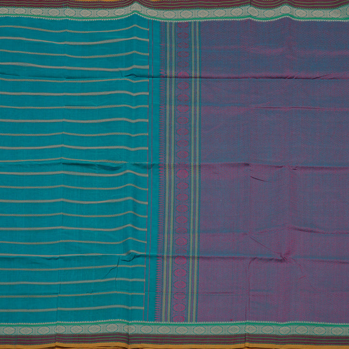 Hayagrivas Handloom Rama Blue Cotton Saree With Veldhari KBE99D3-1