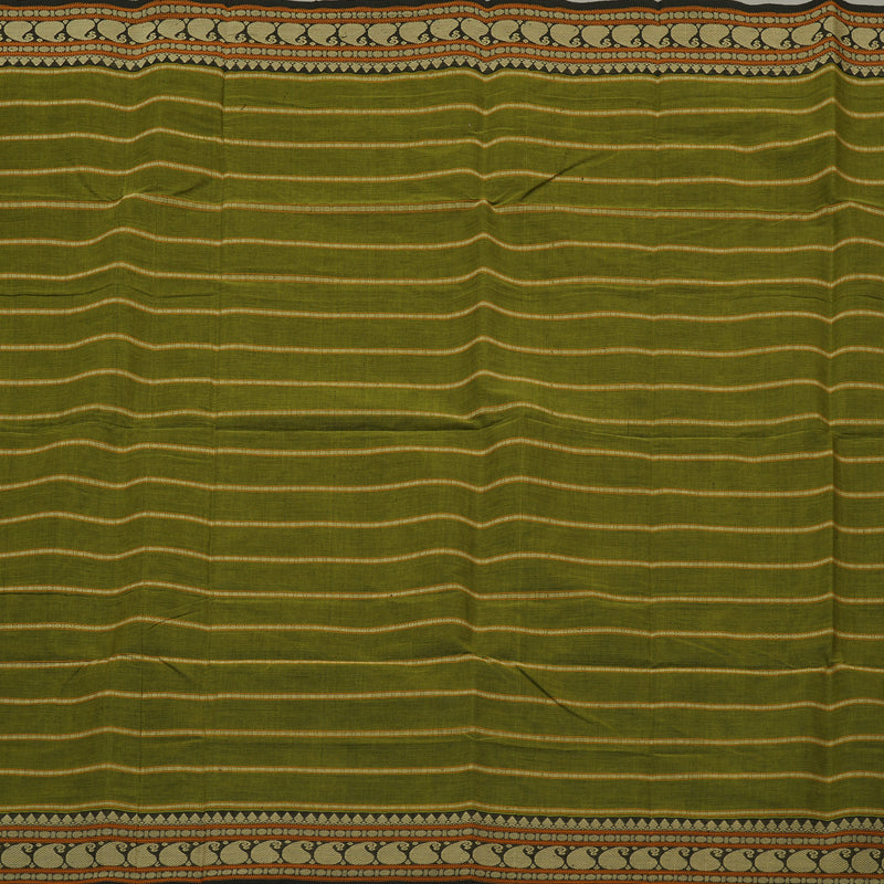 Hayagrivas Handloom Pure Cotton Saree in Striking Olive Green KBE99D5-4