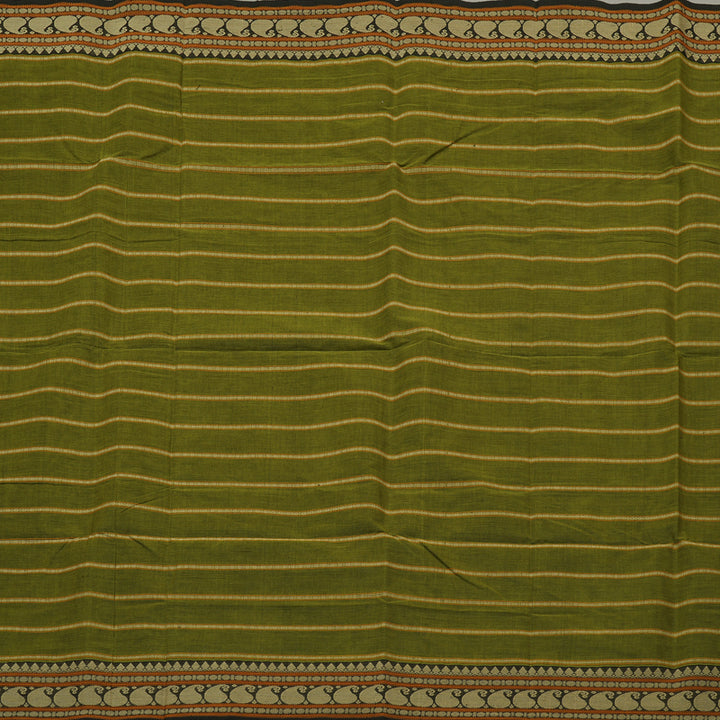 Hayagrivas Handloom Pure Cotton Saree in Striking Olive Green KBE99D5-4
