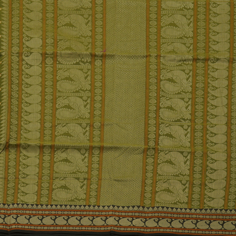 Hayagrivas Handloom Pure Cotton Saree in Striking Olive Green KBE99D5-4