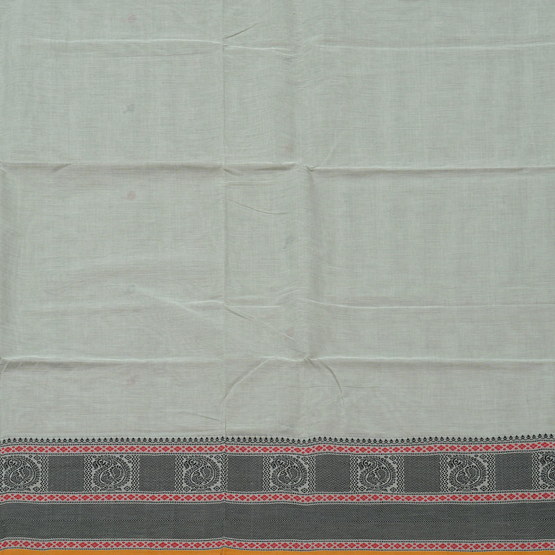Hayagrivas Handloom Gray Cotton Saree With Mustard Edging KBE99D6-1