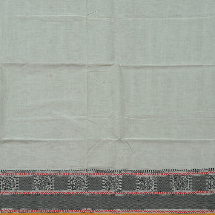 Hayagrivas Handloom Gray Cotton Saree With Mustard Edging KBE99D6-1
