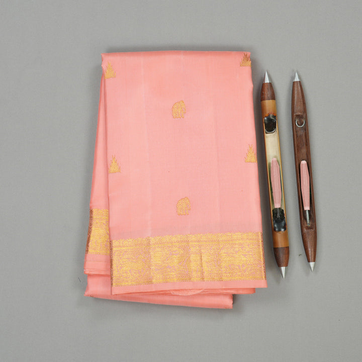 Hayagrivas Peach Pink Handloom Kanjivaram Silk Saree KBE9D1-7