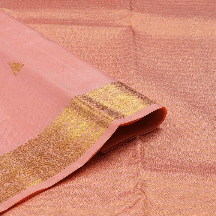 Hayagrivas Peach Pink Handloom Kanjivaram Silk Saree KBE9D1-7