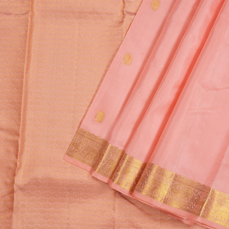 Hayagrivas Peach Pink Handloom Kanjivaram Silk Saree KBE9D1-7